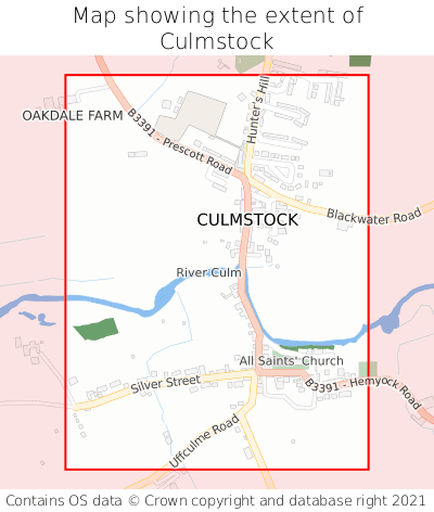 Map showing extent of Culmstock as bounding box