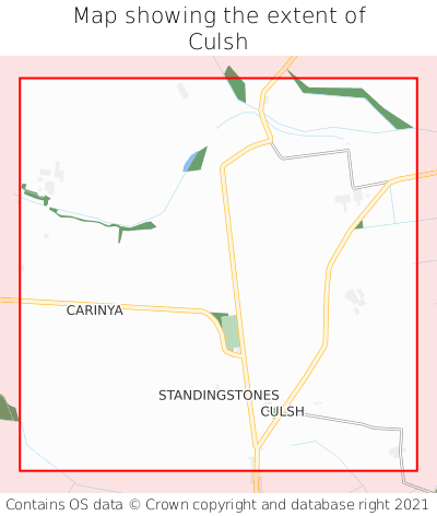 Map showing extent of Culsh as bounding box