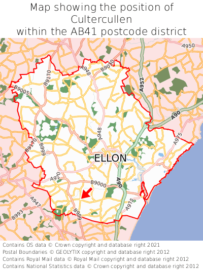 Map showing location of Cultercullen within AB41