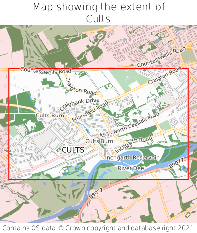 Map showing extent of Cults as bounding box