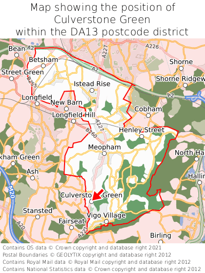 Map showing location of Culverstone Green within DA13