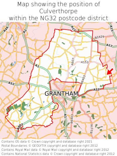 Map showing location of Culverthorpe within NG32