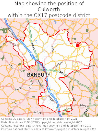 Map showing location of Culworth within OX17