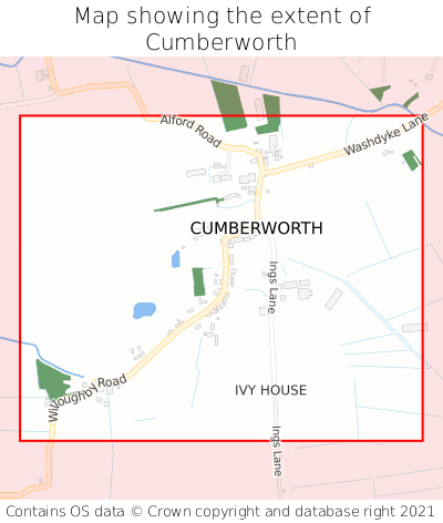 Map showing extent of Cumberworth as bounding box