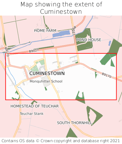 Map showing extent of Cuminestown as bounding box