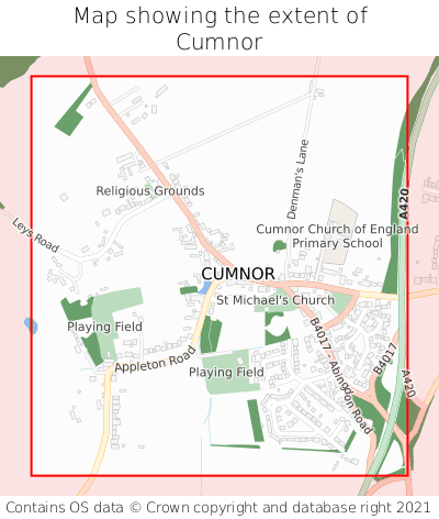 Map showing extent of Cumnor as bounding box