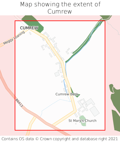 Map showing extent of Cumrew as bounding box