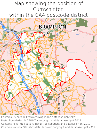 Map showing location of Cumwhinton within CA4