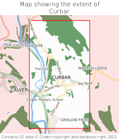 Map showing extent of Curbar as bounding box