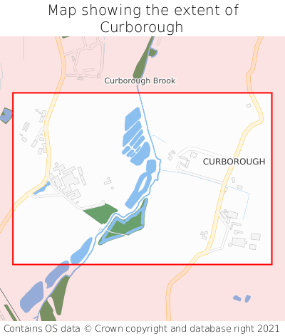 Map showing extent of Curborough as bounding box