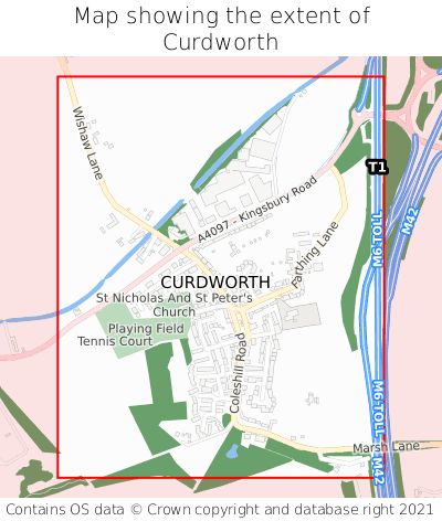 Map showing extent of Curdworth as bounding box