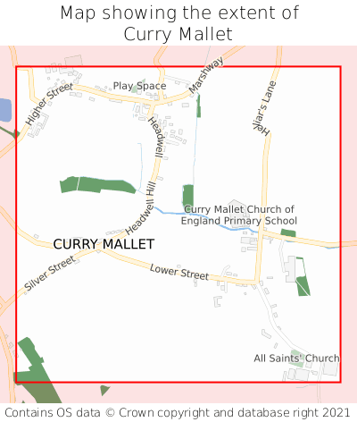 Map showing extent of Curry Mallet as bounding box