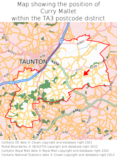 Map showing location of Curry Mallet within TA3