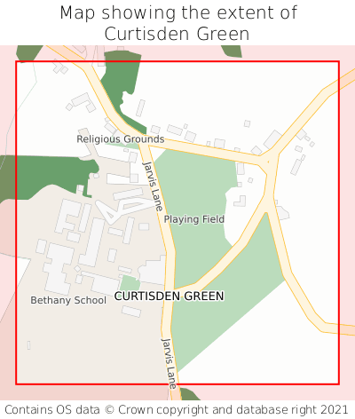 Map showing extent of Curtisden Green as bounding box