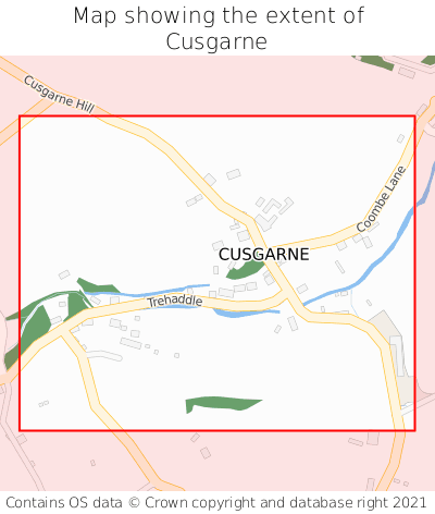 Map showing extent of Cusgarne as bounding box