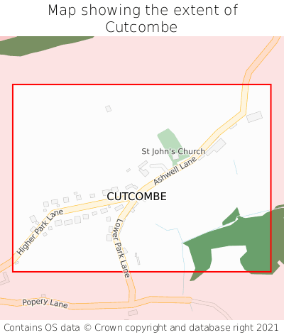 Map showing extent of Cutcombe as bounding box