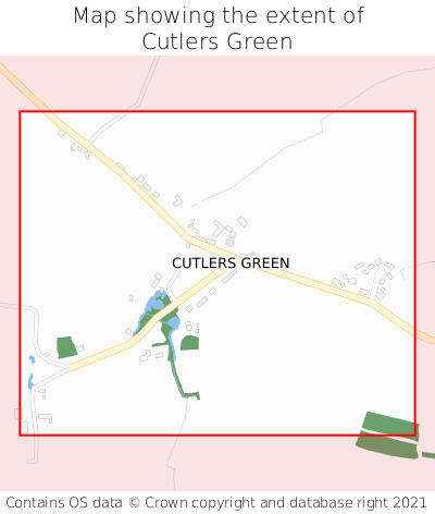 Map showing extent of Cutlers Green as bounding box