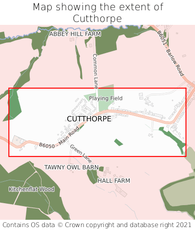 Map showing extent of Cutthorpe as bounding box