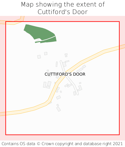 Map showing extent of Cuttiford's Door as bounding box