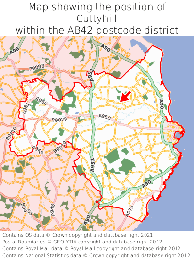 Map showing location of Cuttyhill within AB42