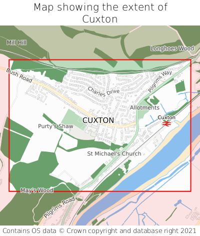 Map showing extent of Cuxton as bounding box