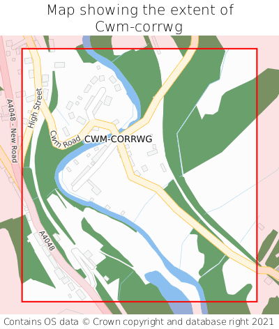 Map showing extent of Cwm-corrwg as bounding box