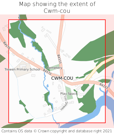 Map showing extent of Cwm-cou as bounding box