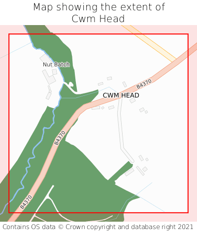 Map showing extent of Cwm Head as bounding box