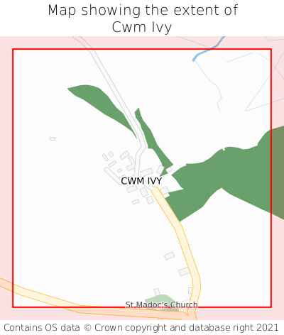 Map showing extent of Cwm Ivy as bounding box