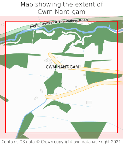 Map showing extent of Cwm Nant-gam as bounding box