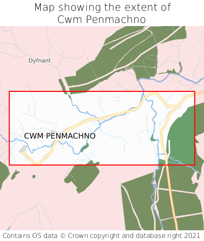 Map showing extent of Cwm Penmachno as bounding box