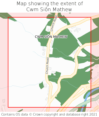 Map showing extent of Cwm Siôn Mathew as bounding box