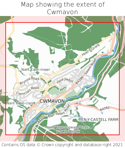 Map showing extent of Cwmavon as bounding box