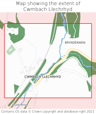 Map showing extent of Cwmbach Llechrhyd as bounding box