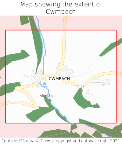 Map showing extent of Cwmbach as bounding box