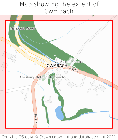 Map showing extent of Cwmbach as bounding box