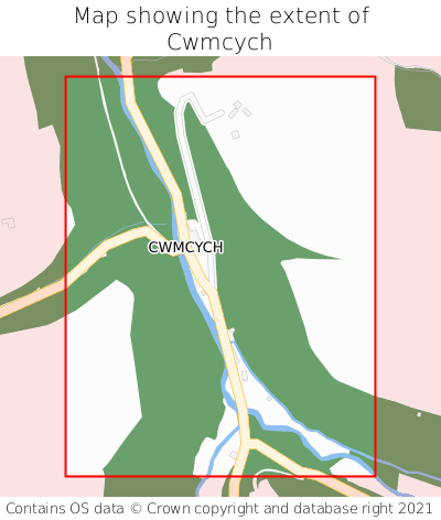 Map showing extent of Cwmcych as bounding box