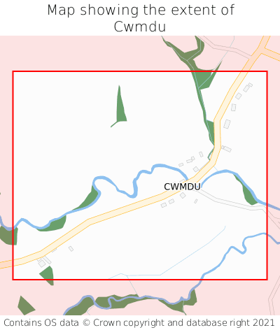 Map showing extent of Cwmdu as bounding box