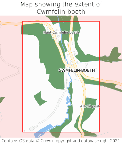 Map showing extent of Cwmfelin-boeth as bounding box