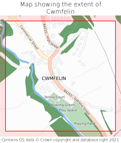 Map showing extent of Cwmfelin as bounding box