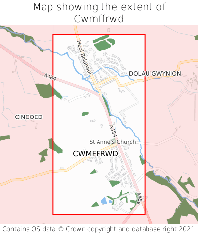 Map showing extent of Cwmffrwd as bounding box