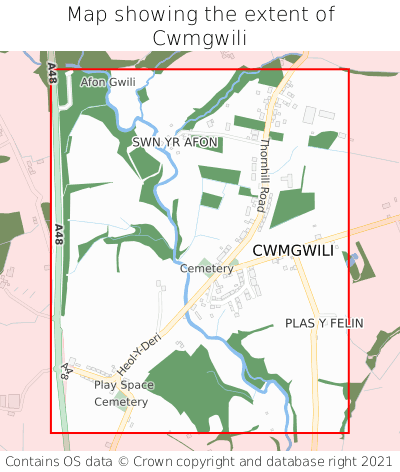 Map showing extent of Cwmgwili as bounding box