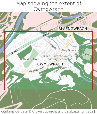 Map showing extent of Cwmgwrach as bounding box