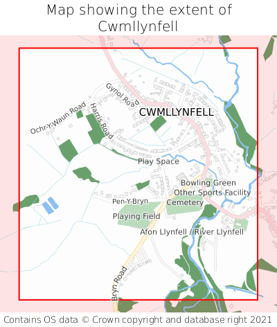 Map showing extent of Cwmllynfell as bounding box