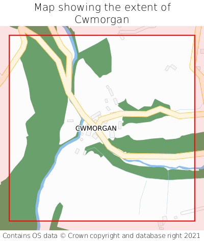 Map showing extent of Cwmorgan as bounding box