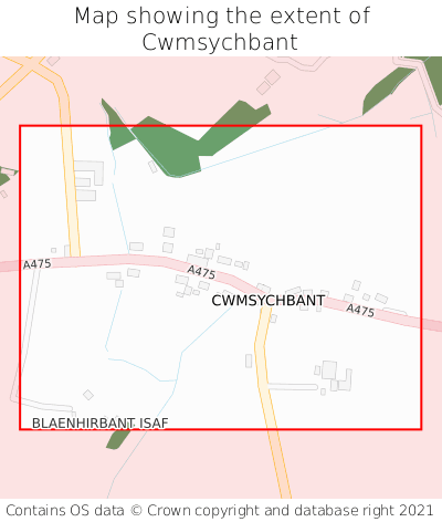Map showing extent of Cwmsychbant as bounding box