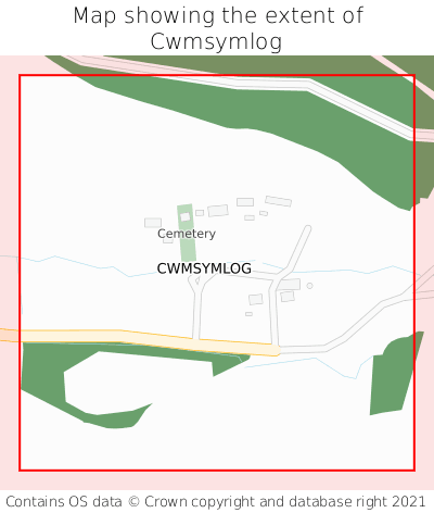 Map showing extent of Cwmsymlog as bounding box