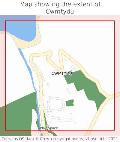 Map showing extent of Cwmtydu as bounding box