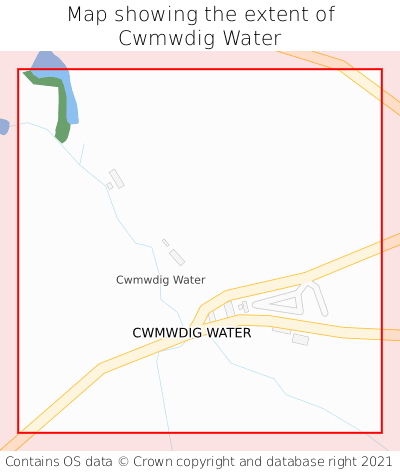 Map showing extent of Cwmwdig Water as bounding box