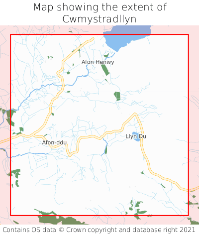 Map showing extent of Cwmystradllyn as bounding box